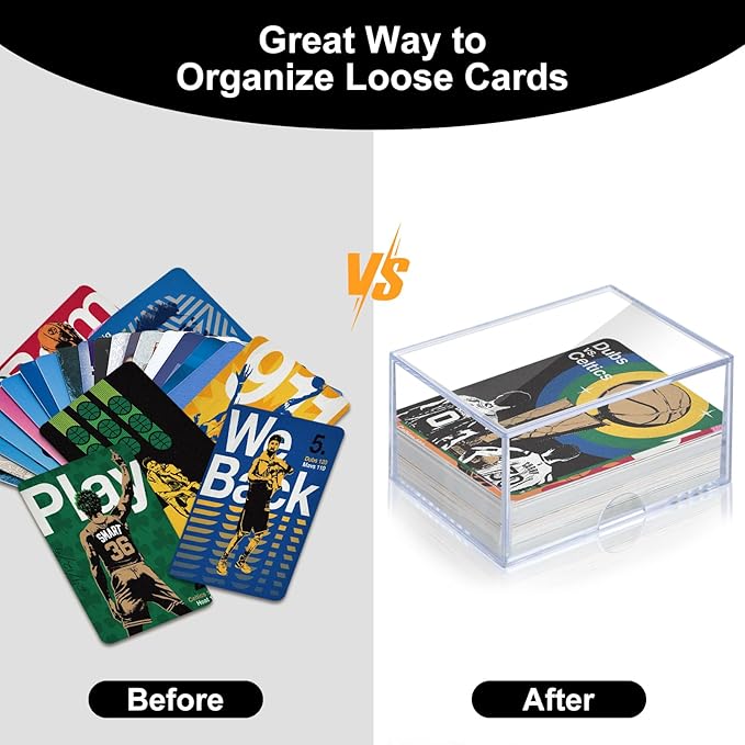 10-Pack 100-Count Deck-Case Card-Box - 2 Piece Trading Card Storage Box, Trading Deck Boxes, Clear Case Collection Storage Box for Gaming, Sports, Playing