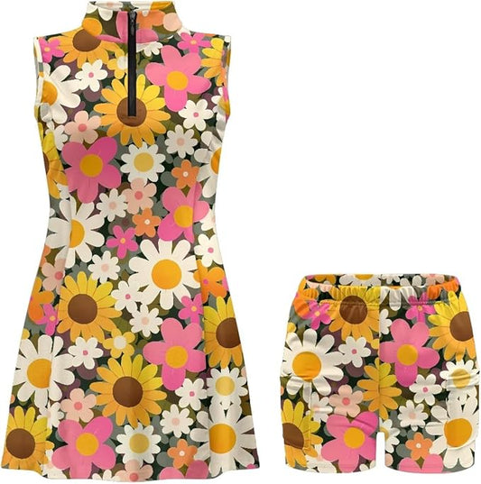 Golf Dress Tennis Dresses for Women with Built in Shorts and Pockets Sleeveless Athletic Dress Workout Dress