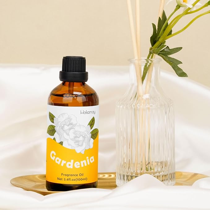 Gardenia Fragrance Oil, Holamay Floral Single Essential Oil 3.4 fl.oz/100 ml, Premium Candle Making Scents, Fragrance Oil for Soap Making, Diffuser Oils for Home