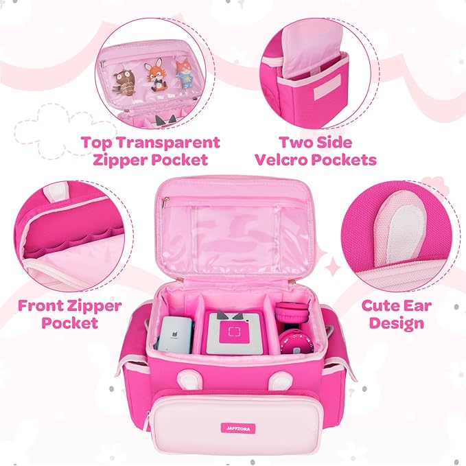 Carrying Case Compatible with Toniebox Starter Set Bundle, Travel Storage Bag Compatible with Little Tikes Story Dream Machine Books Starter Set, Pink(Bag Only)