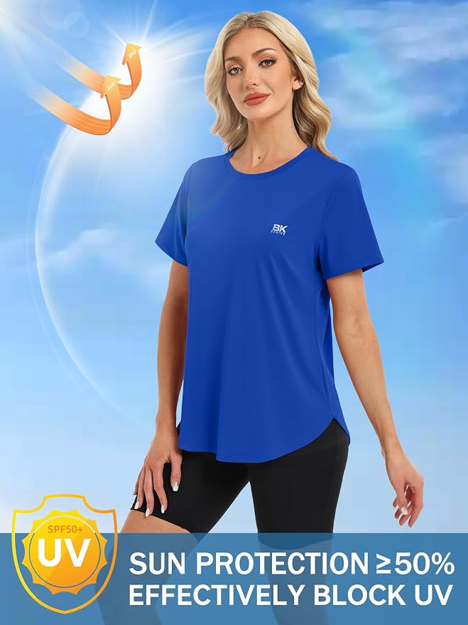 BKRIVE Workout Tops for Women UPF 50+ Quick Dry Shirts (S-3XL) | Ideal for Hiking, Yoga, Running, Gym workouts, Pilstes, Tennis & Travel. Lightweight, Breathable & Moisture wicking