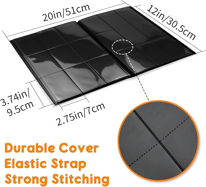 Trading Card Binder 9 Pocket, 360 Card Waterproof Folder with Side Loading Sleeves, Sturdy Card Collection Album for MTG, TCG, Game Cards & Sports Cards, Black