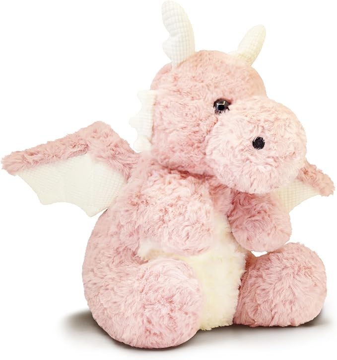 Soft Little Flying Dinosaur Stuffed Plush Pillow, Adorable Pink Dragon Plush Toy and Birthday Present for Kids, Adults and Collectors(Pink/11.8in)