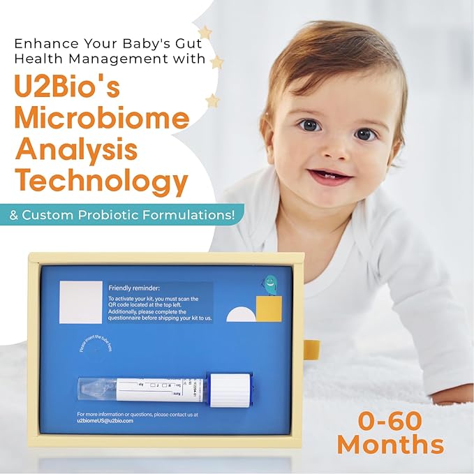 Baby Gut Microbiome Test Kit, at-Home Collection Kit, Health Indicators for Growth & Development & Allergy, Personalized Report & Probiotics Recommendations, from 0 to 60 Months