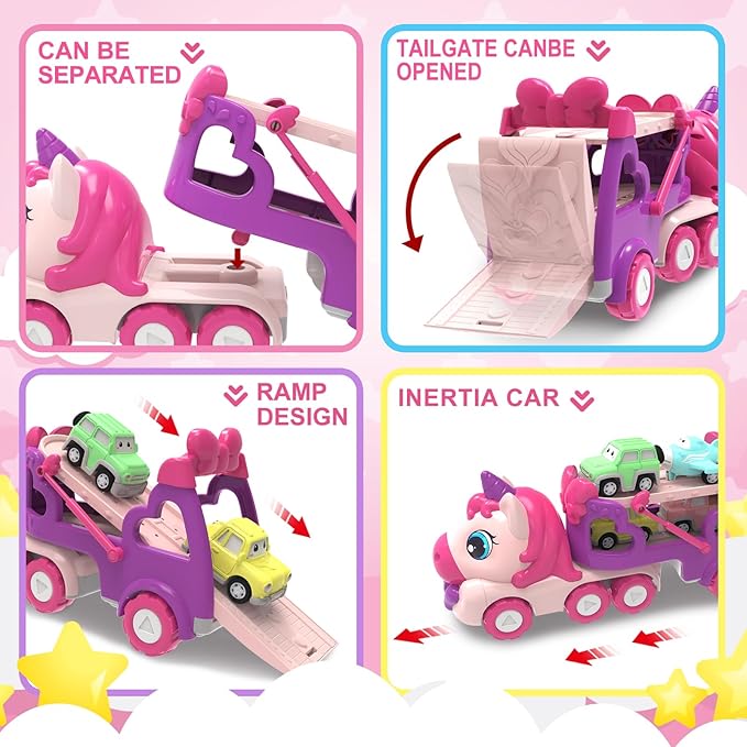 Toys for 3 4 5 6 7 Year Old Toddler Girl,Carrier Truck Princess Cars for Girls,Light & Sound,3 4 5 6 Year Old Girl Birthday Gifts