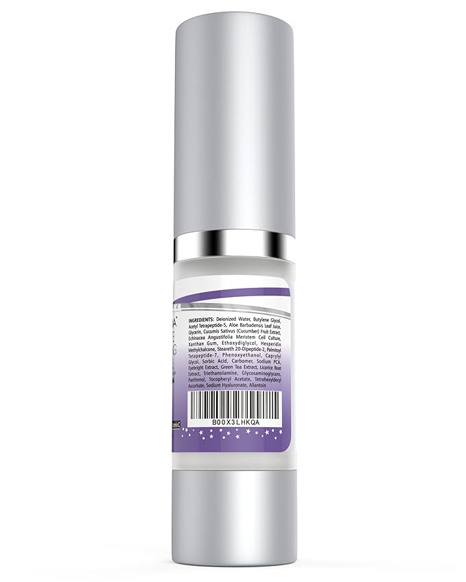 Keshima Eye Gel for Crow's Feet, Puffiness, Sagging Skin, Dark Circles and Wrinkles - Cream with Plant Stem Cells, Vitamin C, Hyaluronic Acid, Complex Peptides, Aloe, Green Tea - Oil Free