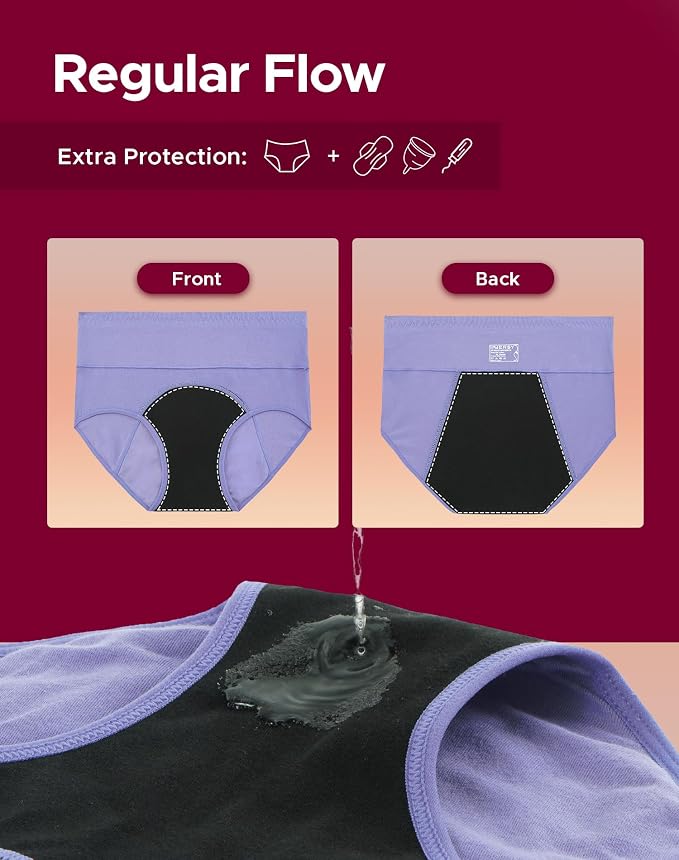 INNERSY Period Underwear for Women High Waisted Leak-Proof Postpartum Menstrual Panties 3-Pack
