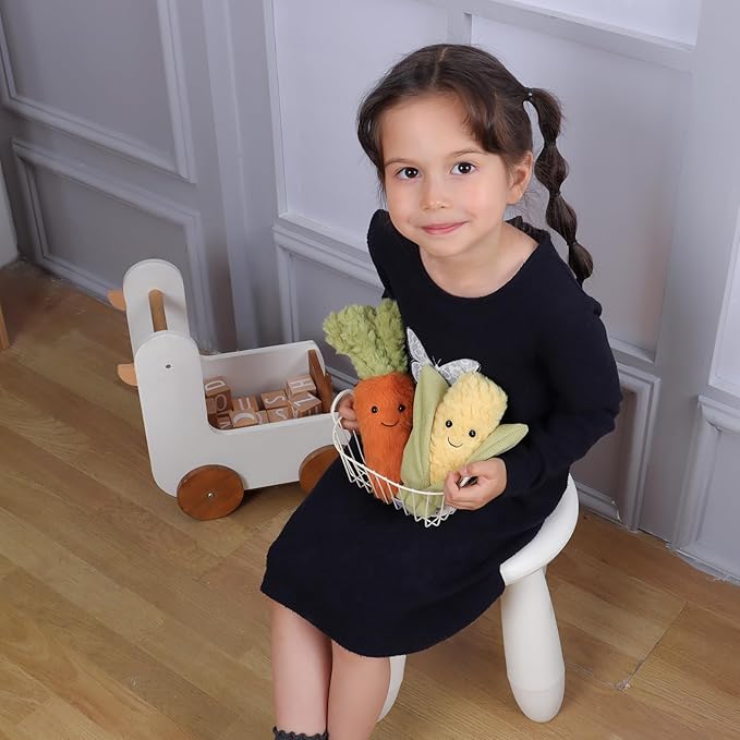 Apricot Lamb Toys Plush Food Plushies Green and Orange Naive Carrot Stuffed Vegetable Soft Cuddly Perfect for Kids 8.7 Inches