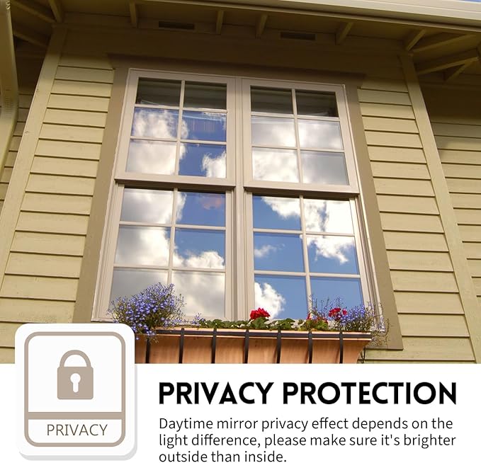 KESPEN Window Film One Way Daytime Privacy Static Cling Sun Blocking Anti UV Reflective Window Tint for Home and Office, Brown-Silver, 17.5 Inch X 6.5 Feet