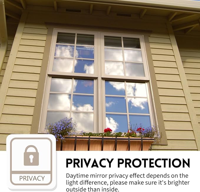 KESPEN Window Film One Way Reflective Daytime Privacy Heat Blocking Anti UV Mirror Window Tint for Home and Office, Brown-Silver, 35.4 Inch X 6.5 Feet