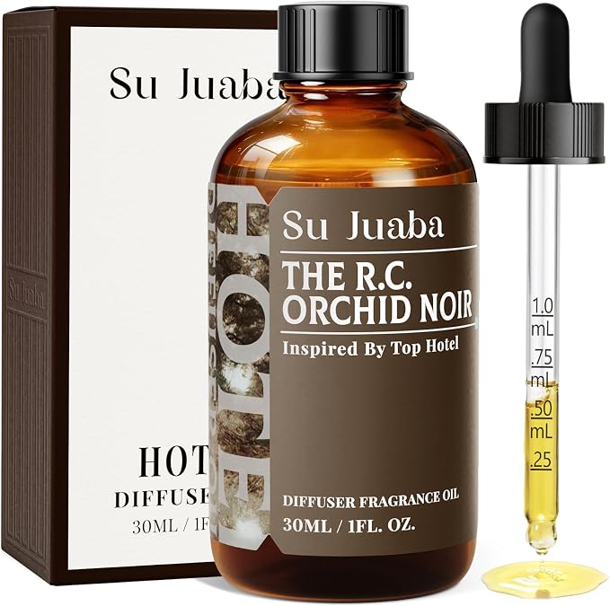 SU JUABA Orchid Noir Hotel Fragrance Oil - Inspired by Ritz Carlton Hotel Scent - for DIY & Essential Oils Diffuser for Home, Black Orchid Vanilla Sandalwood, 1Fl Oz