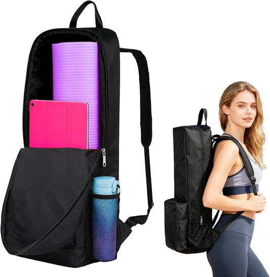 Yoga Mat Bag -Yoga Mat Bag Carrier with Pockets and Adjustable Strap, Lightweight Waterproof Yoga Mat Backpack for Women and Men, Fits Yoga Mats and Yoga Accessories for Workouts (Black)