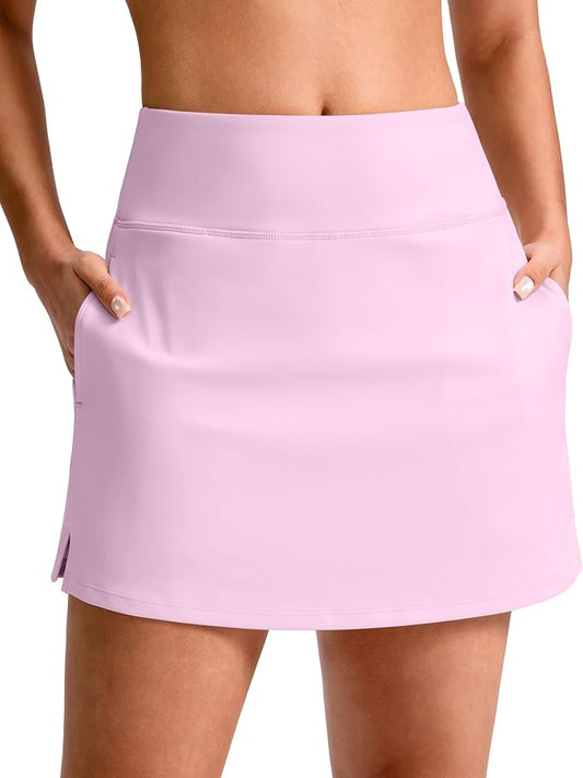 14"/16" Skorts with 3 Pockets | Side Slits, High Waisted, Built-in Shorts, A Line, Casual, Pickleball, Athletic, Golf, Tennis Skirt, for Women