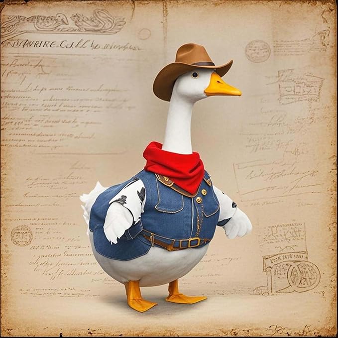 OBILAN Porch Goose Outfits, Western Cowboy Goose Outfits, and Cute Goose Clothes fit Large 23" H Statues for Outdoor Garden and Yard Decoration(Blue Denim)