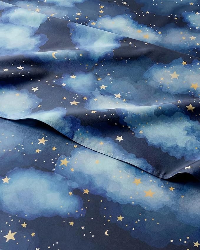CGK Unlimited Kids Starry Sky Twin 3 Piece Sheet Set - Boys, Girls, Teens, Toddler - Easy Fit with Deep Pockets - Soft, Cooling & Breathable Sheets - Cute, Cozy, Fade & Wrinkle Free - Machine Washable
