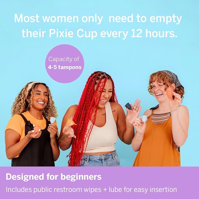 Pixie 2 Menstrual Cups - Ranked 1 for The Softest Reusable Period Cups - Wear 12 Hours - 100% Medical-Grade Silicone - Tampon Alternative for Feminine Care - Buy One We Give One (Combo)