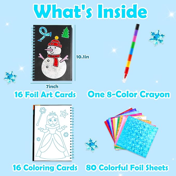 FUNNYB&G Foil Art Crafts for Kids Ages 4-8: Valentines Crafts for Kids 2026,Birthday Gift for Girls,Art and Crafts Supplies,Party Favors,Creative Toys for Girls Boys 4 5 6 7 8 9 Years Old (Winter)