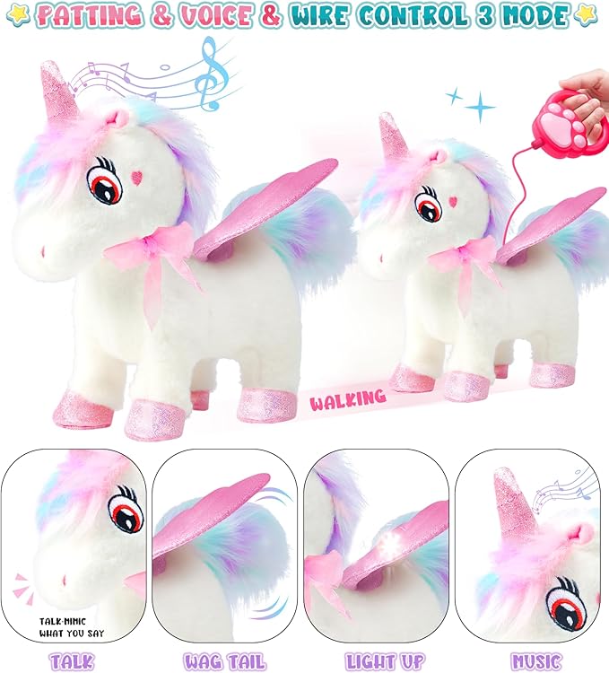 Unicorn Toys for Girls Age 4-6 Unicorn Gifts, Walking Talking Singing Interactive Toy, Remote Control Plush Unicorn Pet Care Toy, SOLIEHOO Unicorn Dress up Clothes for Toddler Girls Kids 3 4 5 6 Years