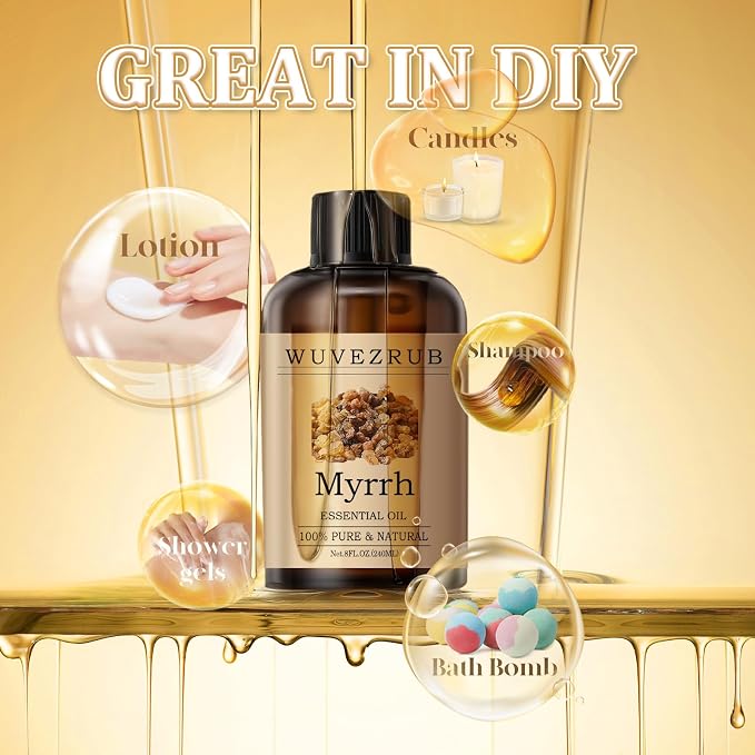 Myrrh Essential Oil 240ML - 100% Pure and Natural Oils for Aromatherapy Diffuser - 8 Fl Oz/Myrrh