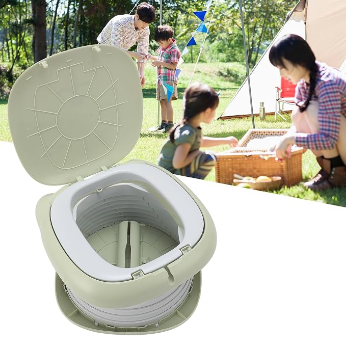 Children Toilet, Training Toilet for Kids, Foldable Potty with Storage Bag, Foldable Potty Training Toilet for Car Driving Camping Travel (Green)