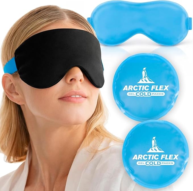 Arctic Flex Cold Eye Mask - Gel Ice Pack for Cool Sleeping, Dry Night Treatment - Reusable Hot Spa Therapy for Sleep, Skin Puffiness, Migraine
