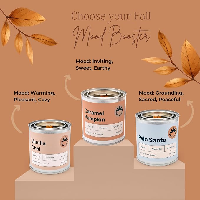 Wick & Star Vegan, Wood Wick, Natural Coconut Soy Wax Aromatherapy Candle, Clean Burning (Caramel Pumpkin)