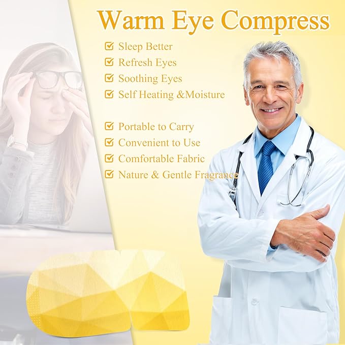 32Packs Steam Eye Mask, Heated Eye Mask for Sleeping, Warm Compress for Eyes, Self Heating Disposal Steam Mask for Home Sleep, Office, Spa, Travel Essentials Mothers Day Gifts (Chamomile)