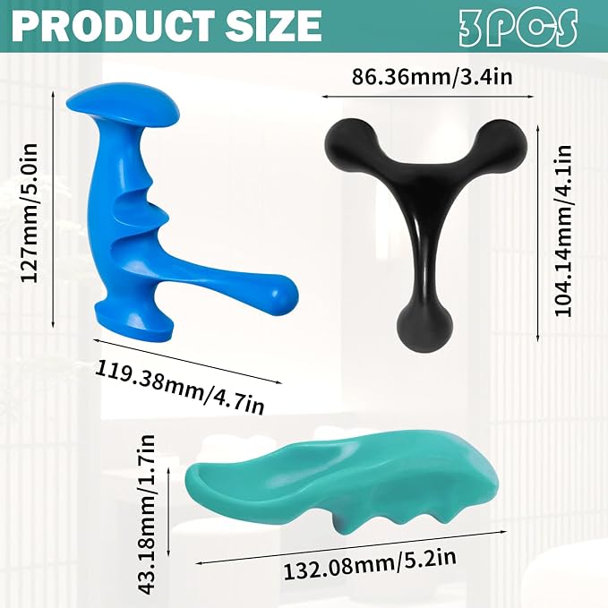 Thumb Saver Massage Tool,Massage Tools,Manual Trigger Point Massage Tool and Thumb Saver for Deep Tissue, 3-in-1 Massage Set with Ergonomic Knobs, Muscle Recovery, Stress Relief & Back Pain