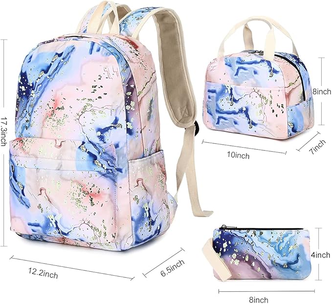 Bluboon Teen Girls School Backpack Kids Bookbag Set with Lunch Box Pencil Case Travel Laptop Backpack Casual Daypacks (Orange - 9562)