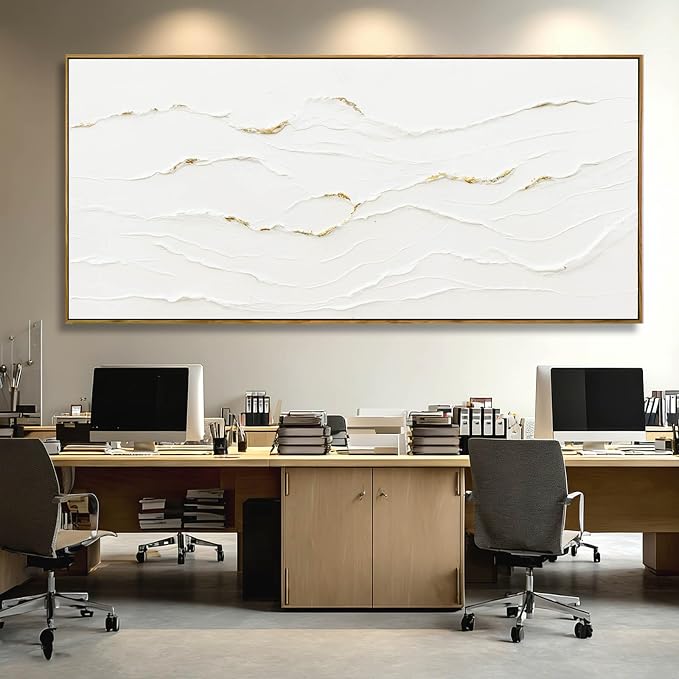 WINKAILIN White Abstract Canvas Wall Art for Living Room 40x88 Inch