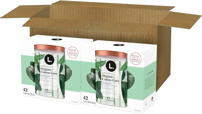 L. Cotton Tampons Regular Absorbency, Contains an Organic Cotton Core, Made Without Synthetic Pesticides, or Fragrances 84 Count (2 Packs of 42)