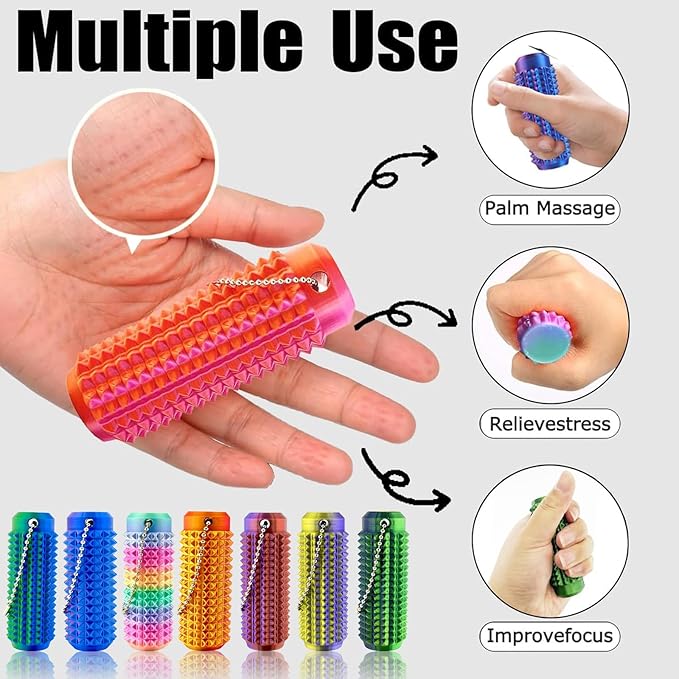 6pcs Little Ouchies Pain Stim Fidget Toy,Mini Pocket Spiky Grippie Stim Keychain Fidget Toys,Key Pendant with Pain Stimulation and Decompression Design for Adults,Novelty Stress Relief Gift for Friend