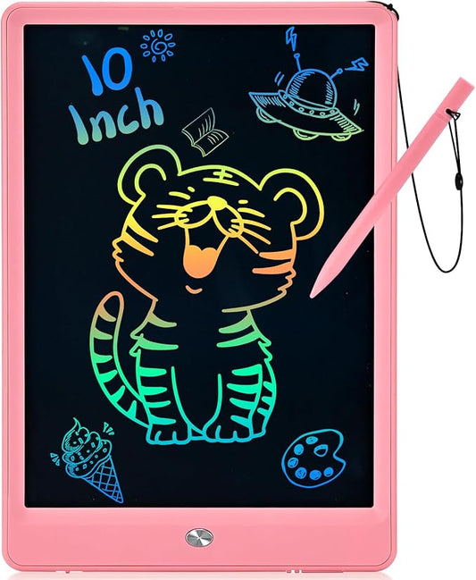 PINKCAT LCD Writing Tablet, Doodle Board Toys Gifts for 3-8 Year Old Girls Boys, 10 Inch Mess Free Coloring Books, Drawing Pad for Kids, Gifts for Toddler Christmas Stocking Stuffers Travel, Baby Pink