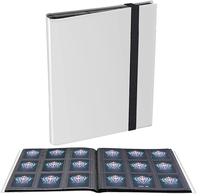 Card Binder, Upgraded 9 Pockets Trading Card Collection Binder for Cards, 360 Card Book Holder Album for Yugioh, MTG, TCG, Magic, Sports Cards - White