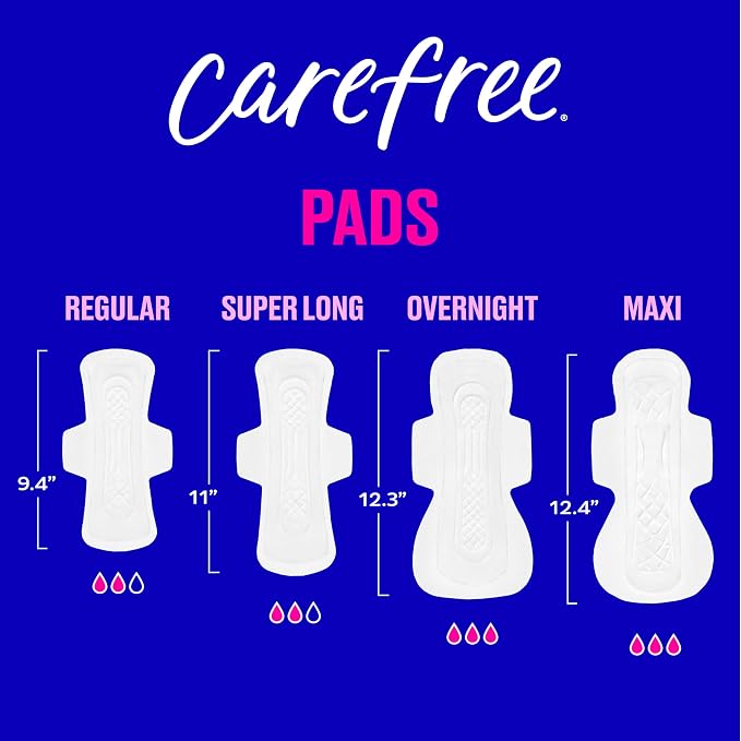 Carefree Ultra Thin Pads for Women, Super/Long Pads with Wings, 28ct | Carefree Pads, Feminine Care, Period Pads & Postpartum Pads | 28ct (Pack of 1)