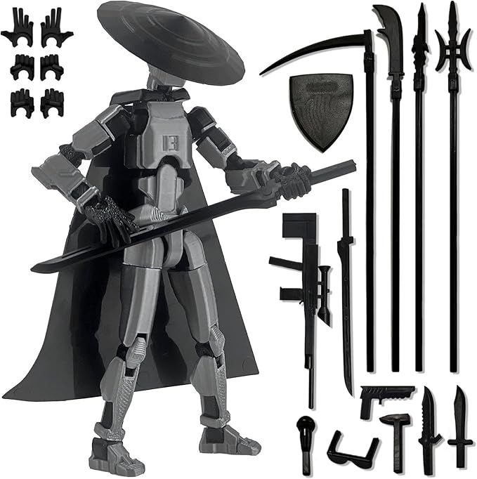 Already Assembled T13 Action Figure,Dummy 13 T13 Multi-Jointed Movable,for Collectors Desktop Decorations t-13 Movability 3D Printed Toys (Grey)