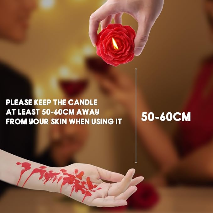 Valentine's Day 4 PCS Red Peony Flower Candles for Her, Scented Low Temperature Candles Adult Low Heat Natural Soy Romantic Dripping Wax Play for Lovers Couples