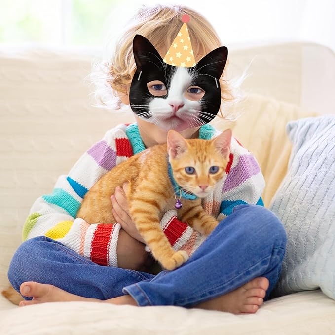 12 Pieces Cat Birthday Party Decoration Masks Cat Favors Kitten Party Kitten Decoration Masks Facial Cats Theme Cats Supplies for Birthday Kids' Dress Up & Pretend Play Supplies