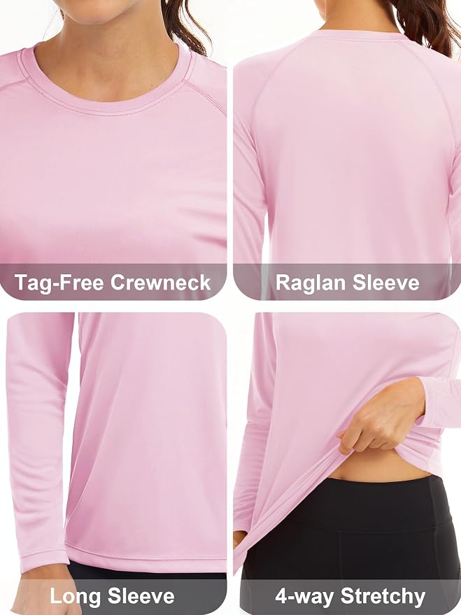 MAGCOMSEN Women's Long Sleeve Shirts UPF 50+ Sun Protection Shirts for Hiking Fishing Workout Rash Guard