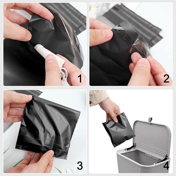 Sanitary Napkin Disposal Bags Pack of 200,Sanitary Disposal Bags Black Opaque Bags 5x8 inches Feminine Personal Disposal Bags For Tampons,Sanitary Pads,Sanitary Liners(with 2pcs Storage Bag)