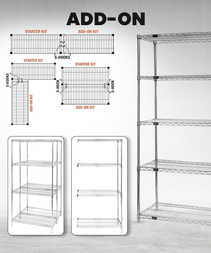 WIRE 4 SHELF STARTER KIT BLACK 54in