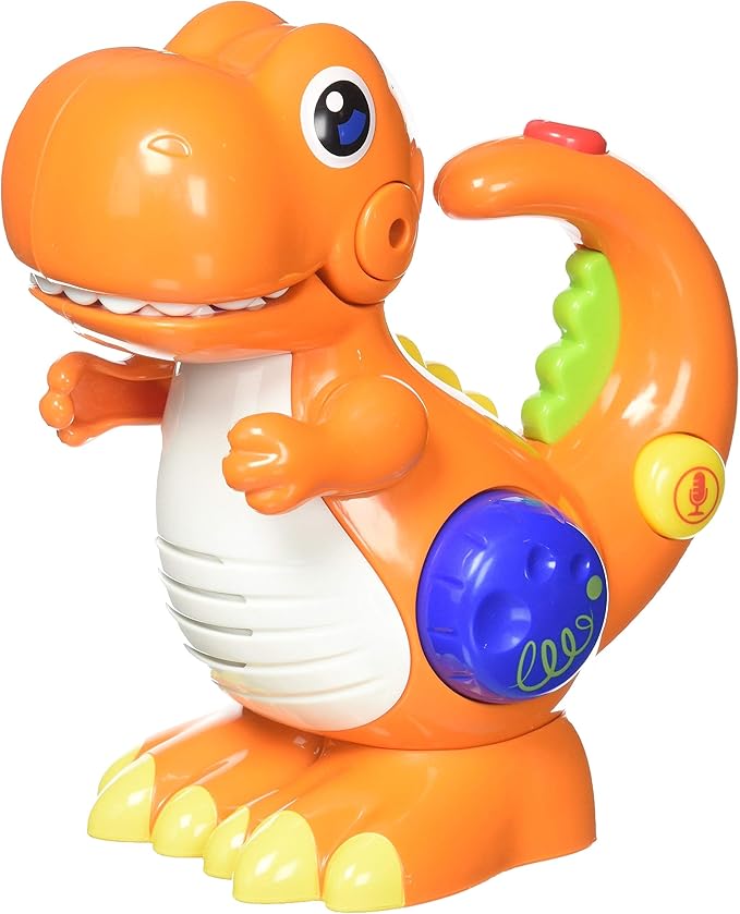 winfun Recording & Voice Changing Dinosaur Toy – Interactive Toddler Toy with Flashlight, Voice Recorder, Funny Sounds & Moving Mouth, Sturdy Handle – Fun Learning Gift for Kids 2+ with Batteries