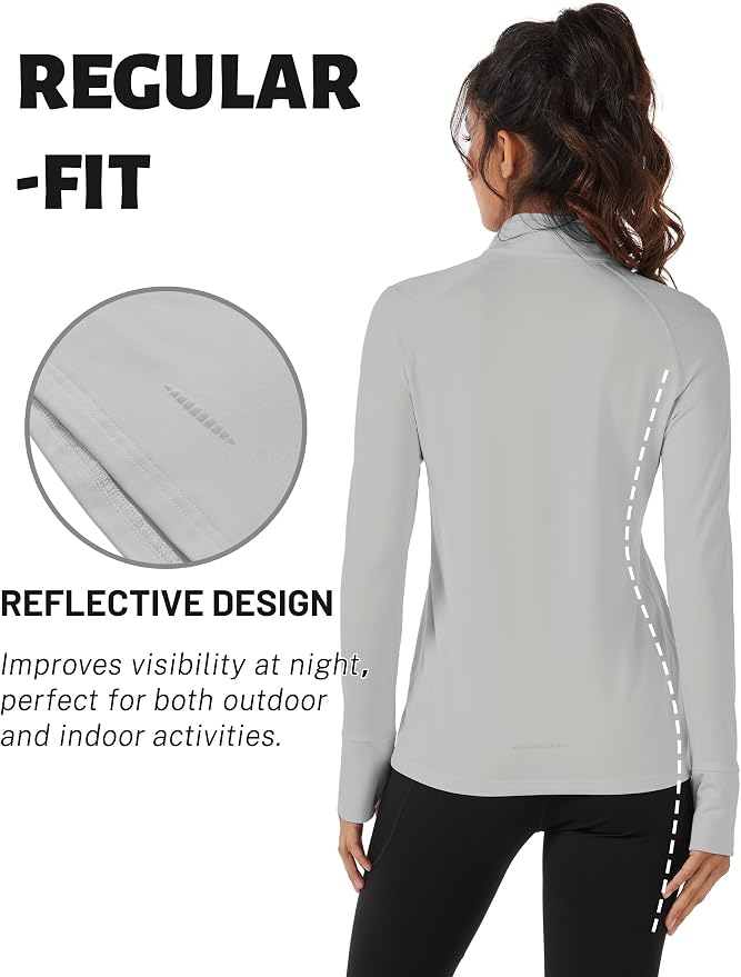 TACVASEN Women's Quarter Zip Sweatshirt Fleece Long Sleeve Workout Pullover | Lightweight Breathable Thermal Fabric,Mock Neck Design,Athletic Tops,Ideal for Gym Running Activities