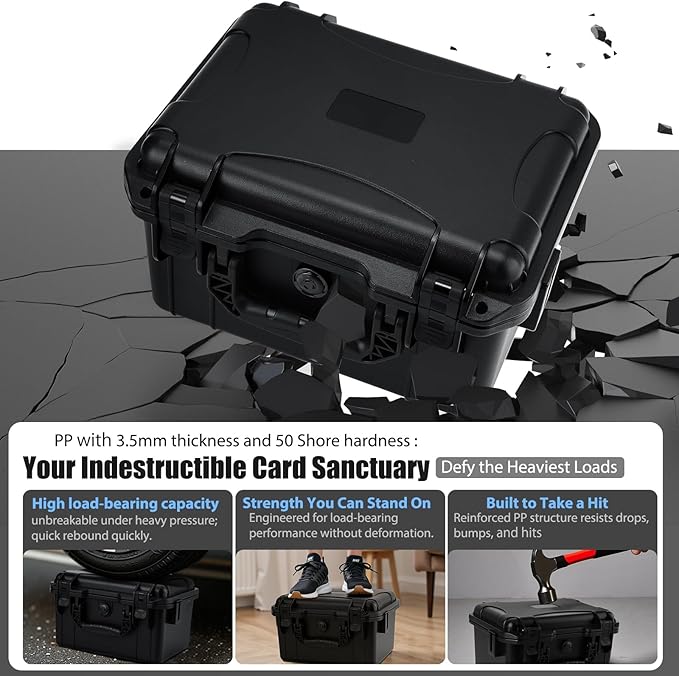 QINGUANG Graded Card Storage Box,Trading Card Case with 4 Foam Dividers,IP67 Waterproof PSA Slab Case for PSA/CSG/CGC/SGC/BGS Top Loaders Sports Cards