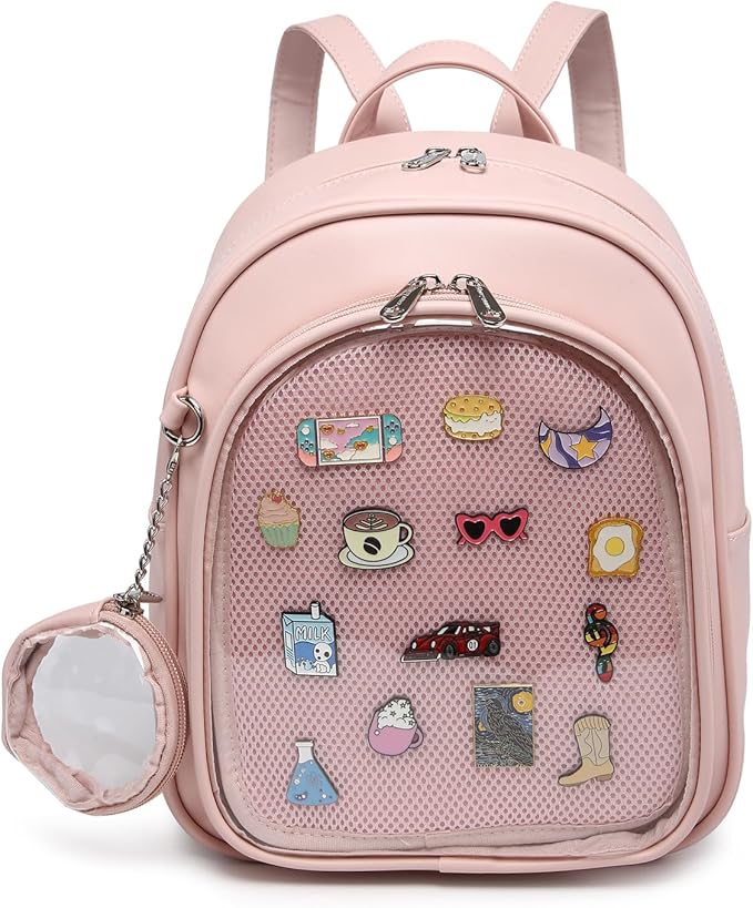 CHERRY SAUCE Kawaii Backpack PU Leather Ita Bag Aesthetic Cute Purse Pin Display