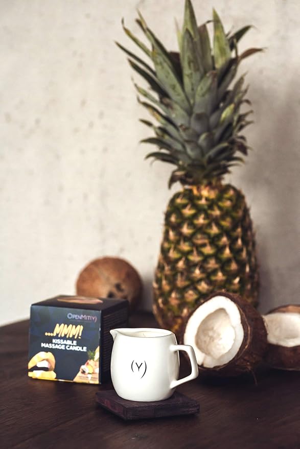 Kissable Massage Oil Candle – Sensual and Romantic Melt Massage Candles for Pleasant and Relaxing Massages (Pineapple and Coconut)