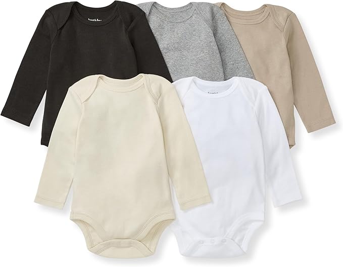 Burt's Bees Baby Bodysuits, Short Sleeve and Long Sleeve One-Pieces, 100% Organic Cotton