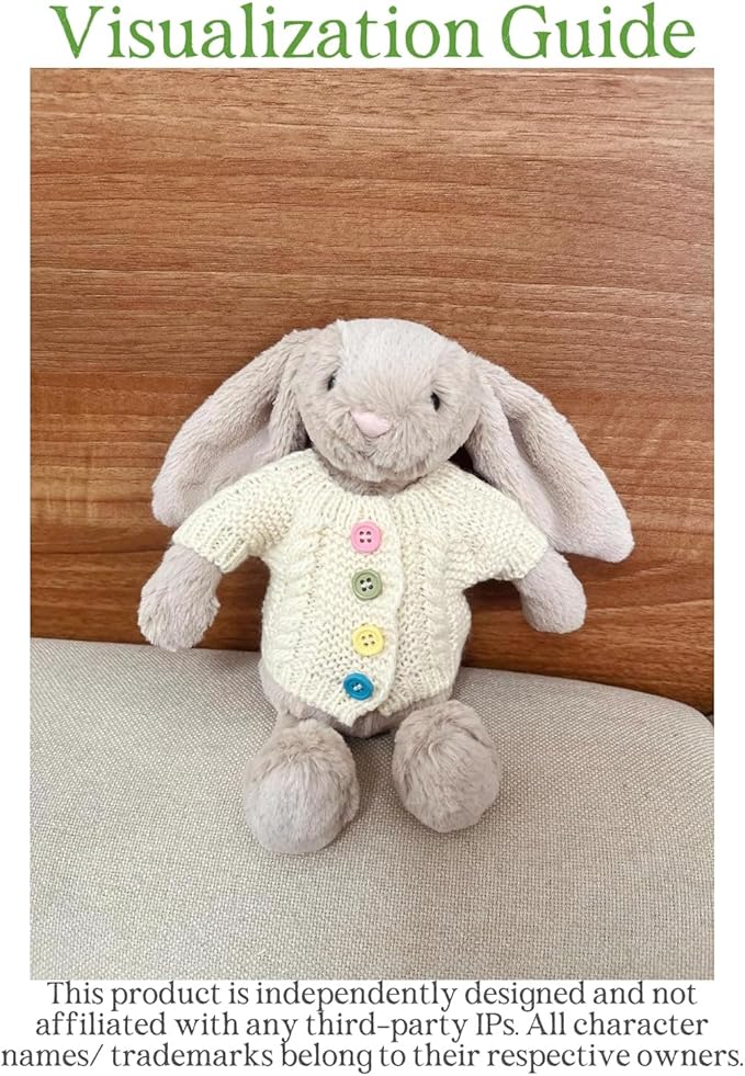 7"/18cm Clothes for Stuffed Animals Bashful Bunny Outfit - Knit Cardigans Scarf 3-Piece Set（NO Doll）