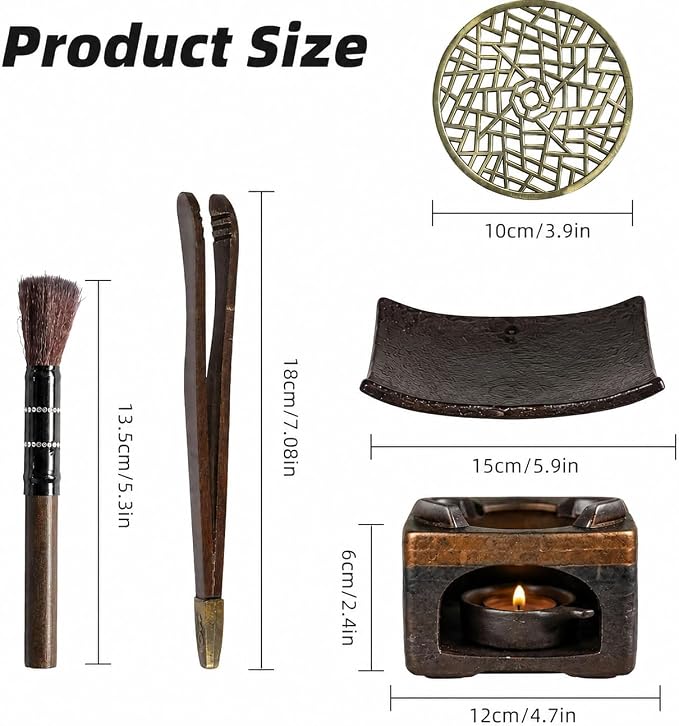 Cedar Aromatherapy Burner & Ceramic Oil Warmer for Home & Office (Heat-Resistant Baking Tray + Eaves Oven + Accessories)