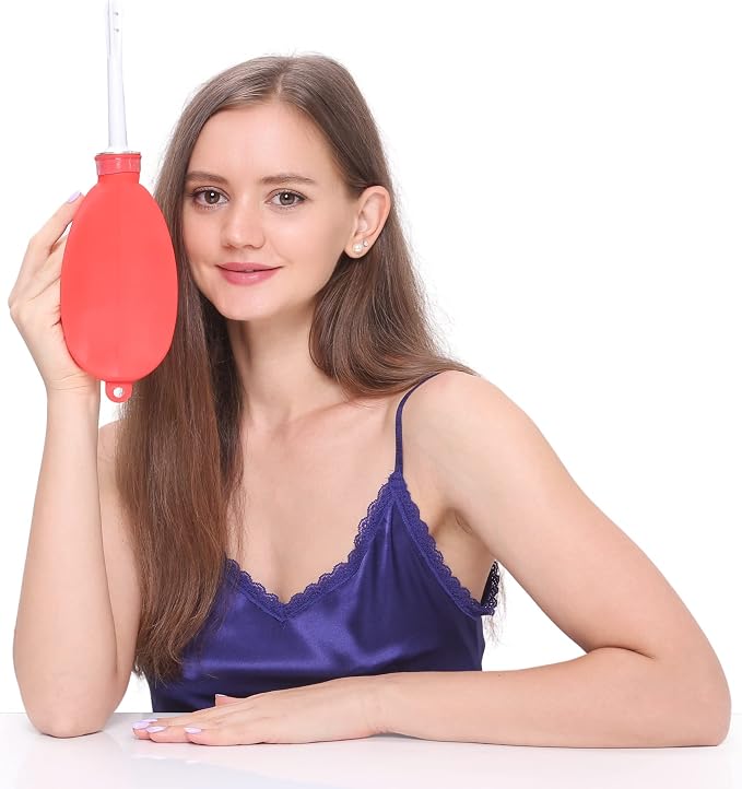 Compact Silicone Douche Kit, Pocket Size - Reusable Travel Douche Bag, 24 Fl Oz Capacity, Red